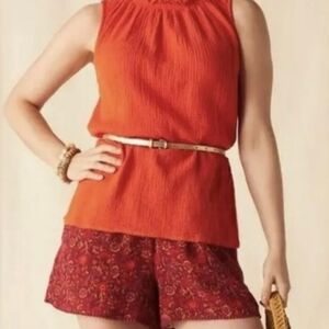 Matilda Jane Enchanted Garden Hawaiian Lei Shorts/Top Set Orange Floral Size XXL